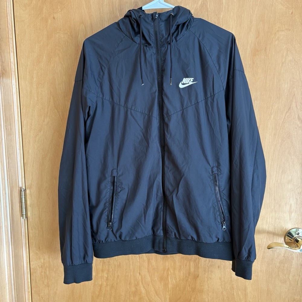 Nike Black Windbreaker Jacket with White Logo